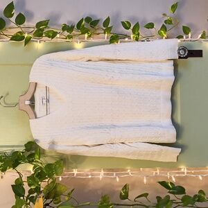 Women's Croft & Barrow V-Neck Cable Knit Sweater Cream L